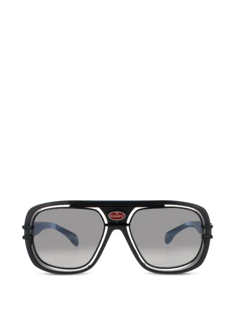 Bugatti logo-plaque pilot-frame sunglasses Black 07GRYBK
