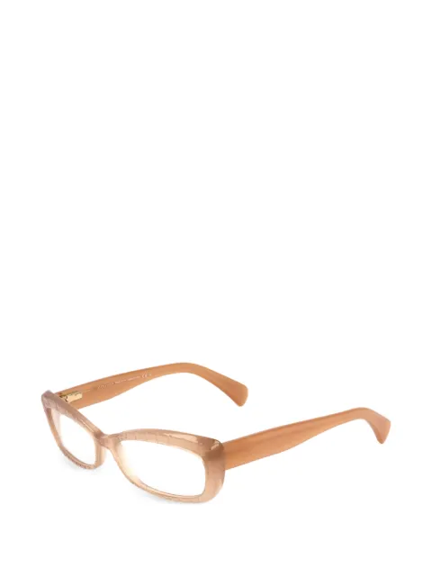 Alexander McQueen Eyewear croc-effect rectangle-frame glasses Neutrals AMQ4203K