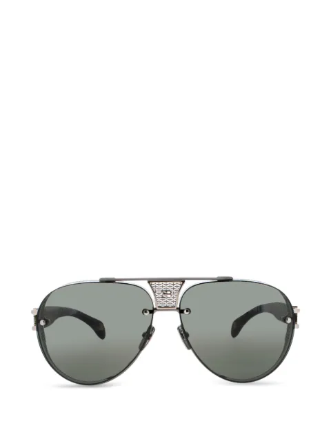 Bugatti pilot-frame logo-plaque sunglasses Grey 05GM