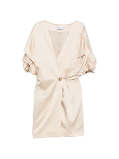 Raquel Diniz Anastasia button-detail V-neck mini dress Neutrals 5S03071NUZ0001