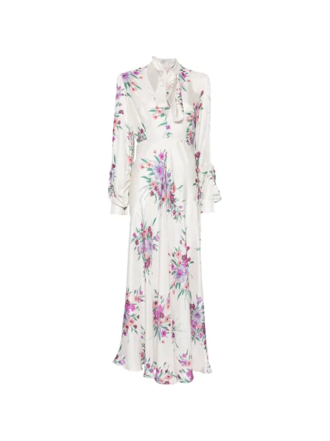 Raquel Diniz Valerie floral-print tie-neck maxi dress White 5M03046NSS0020