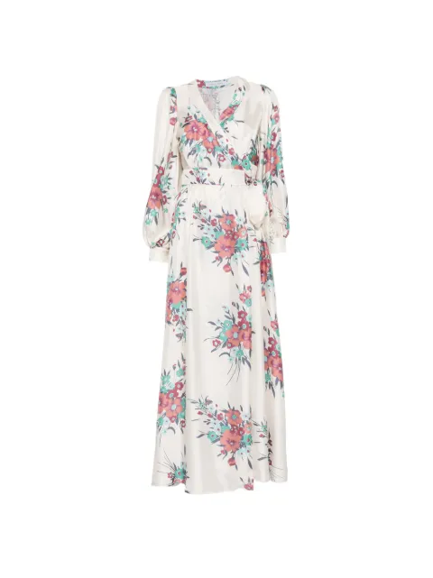 Raquel Diniz Aurora floral-print silk-satin maxi dress Neutrals 503069NSS0020