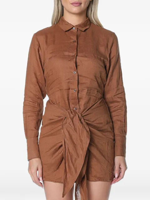 MC2 Saint Barth short Ravi dress in brown linen Brown RVI0001