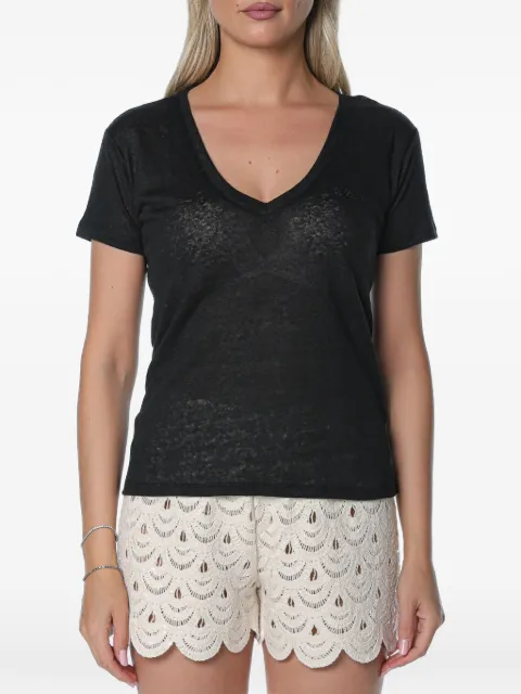 MC2 Saint Barth black linen Eloise T-shirt with embroidered logo Black ELOI001