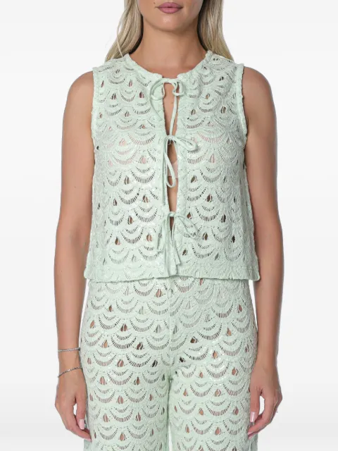 MC2 Saint Barth Velma crochet-knit sequin-embellished top Green VEM0001