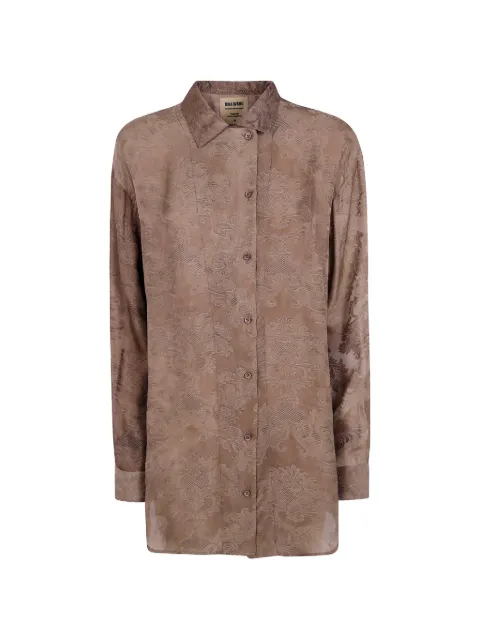 Uma Wang jacquard-woven gathered shirt Brown UP1002