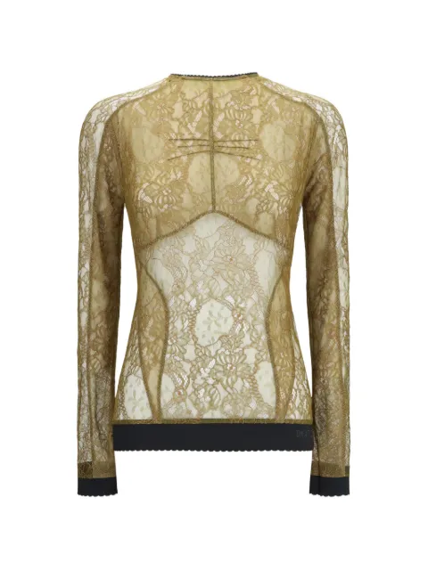 The Attico lace-panelled long-sleeve top Green 261WCI00039PPV001AA