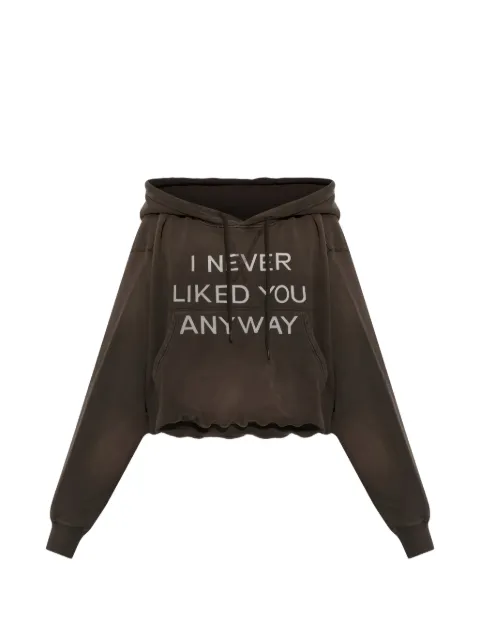R13 slogan-print cropped hoodie Green R13WK215156CU