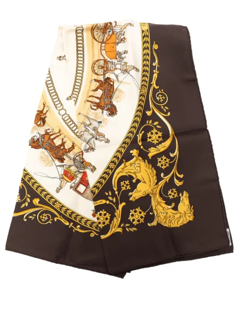 Hermès Pre-Owned 2000-2026 La Promenade de Longchamps Silk Scarf 90 scarves Brown QNIZKEPQPGK22QPY
