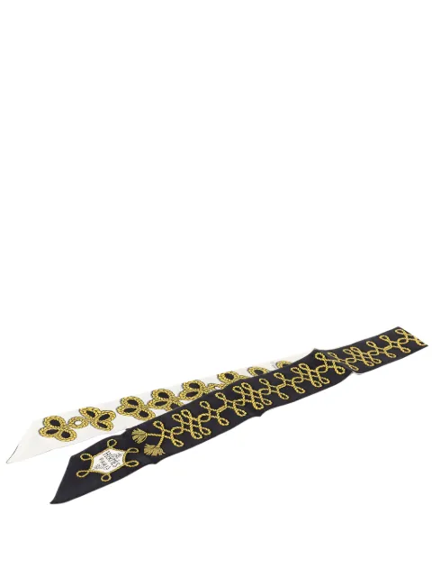 Hermès Pre-Owned 2000-2026 Galons et Brandebourg Silk Twilly Scarf scarves Black TEEGLPV9W3Y78QQA