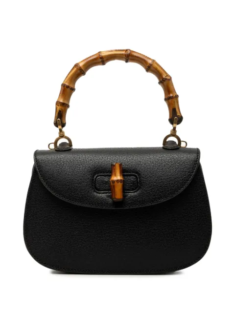 Gucci Pre-Owned 20th Century Small Grained Calfskin Bamboo Night satchel Black ZLNMGRY85Z6EB8G0