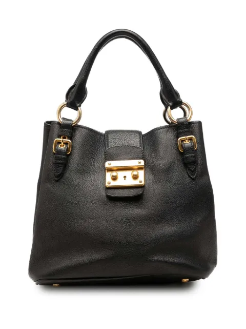 Miu Miu Pre-Owned 2010-2026 Goatskin Madras satchel Black AYBXWLCSVV0BSC1W