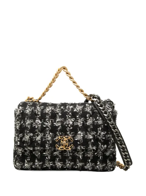 CHANEL Pre-Owned 2020 Large Tweed 19 Flap satchel Black 4JQVR6RUCG15XOO9