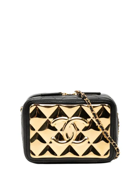 CHANEL Pre-Owned 2021 Mini CC Quilted Lambskin and Golden Plate Vanity crossbody bag Black LPOFZWY1VUO4VBSC