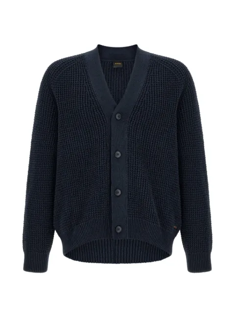 BOSS honeycomb-knit V-neck cardigan Blue 50565141
