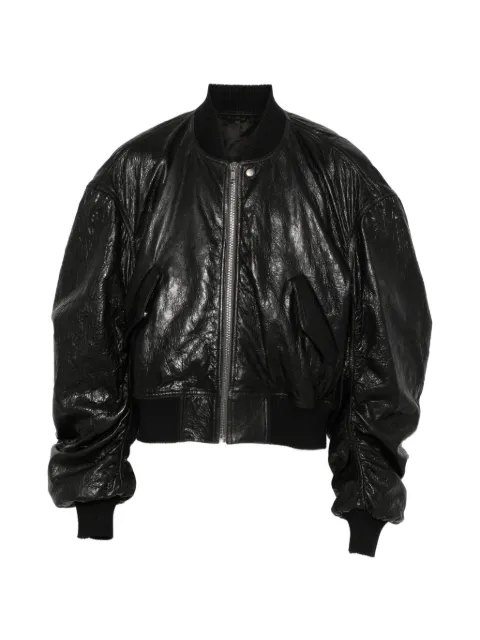 Rick Owens crinkled-leather bomber jacket Black RU02F4792LBE