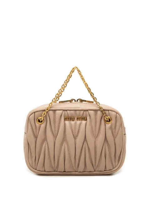 Miu Miu Pre-Owned 2010-2026 Matelasse Nappa Pouch with Chain handbag Brown 6U4AGB1G7RROMKM0