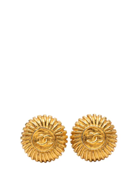 CHANEL Pre-Owned 1970-1980 CC Gold Plated Sunburst Round Clip On Earrings costume earrings Gold 64WERYTS6588QOAU