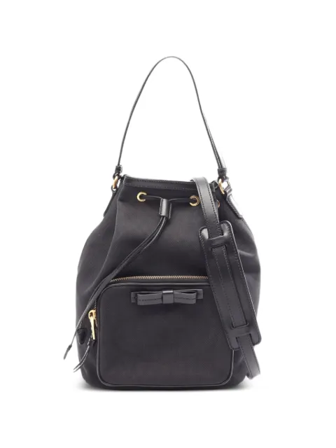 Prada Pre-Owned 2010s bow-detail two-way bucket bag Black 1092914