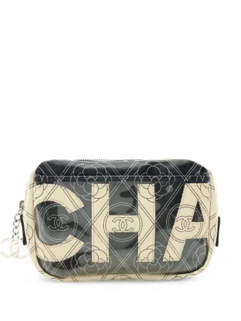 CHANEL Pre-Owned 2018 Camellia Coco Mark clutch Neutrals 109407325897343