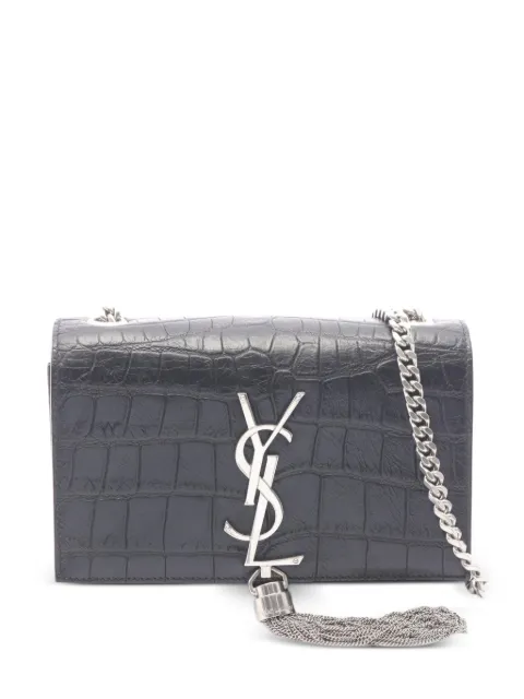 Saint Laurent Pre-Owned 2010s Kate croc-embossed leather shoulder bag Black 1093979