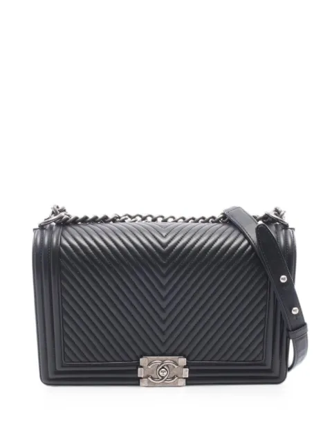 CHANEL Pre-Owned 2014-2015 large Boy Chanel Chevron shoulder bag Black 109461320012785