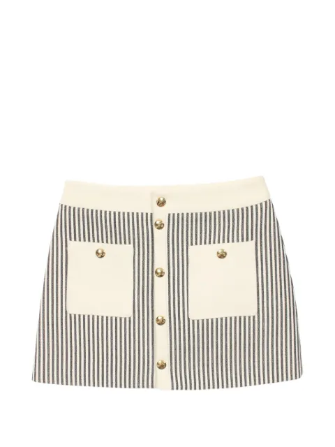Celine Pre-Owned 2010s Triomphe button striped mini skirt White 1092715