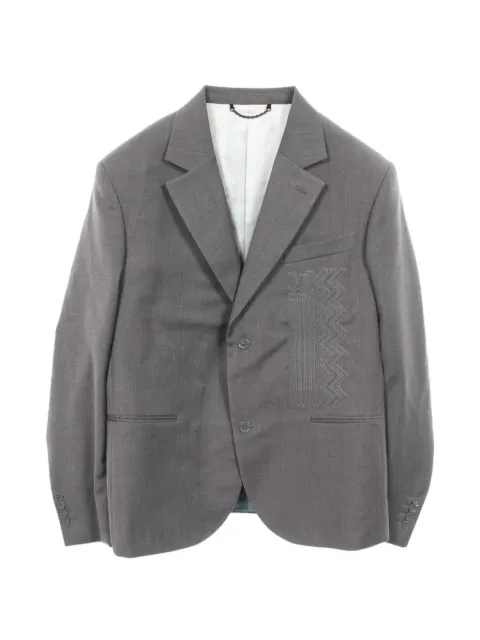 Louis Vuitton Pre-Owned 2010s embossed logo tailored blazer Grey 1092727