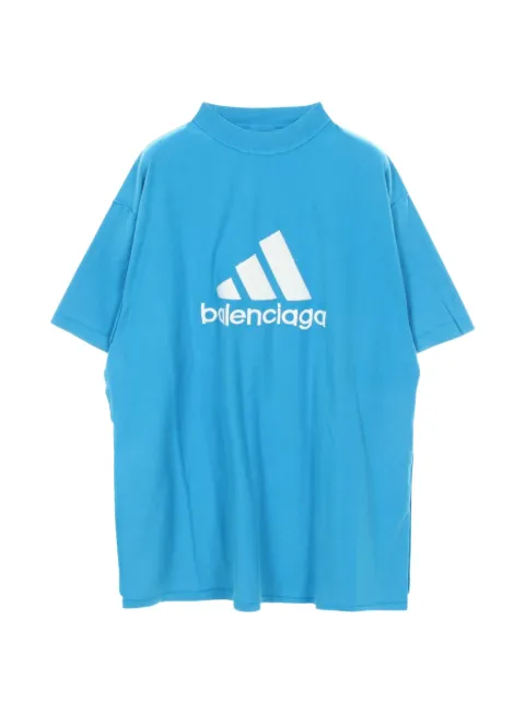 Balenciaga Pre-Owned 2010s logo-embroidered T-shirt Blue 1092621