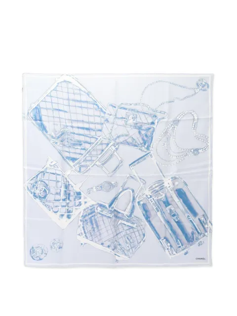 CHANEL Pre-Owned 1986-1988 Coco Mark scarf Blue 1088873