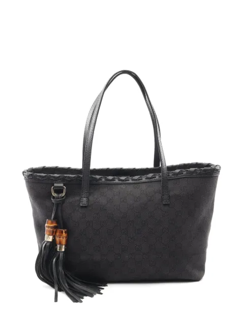 Gucci Pre-Owned 2010s GG pattern Bamboo tote bag Black 1092904
