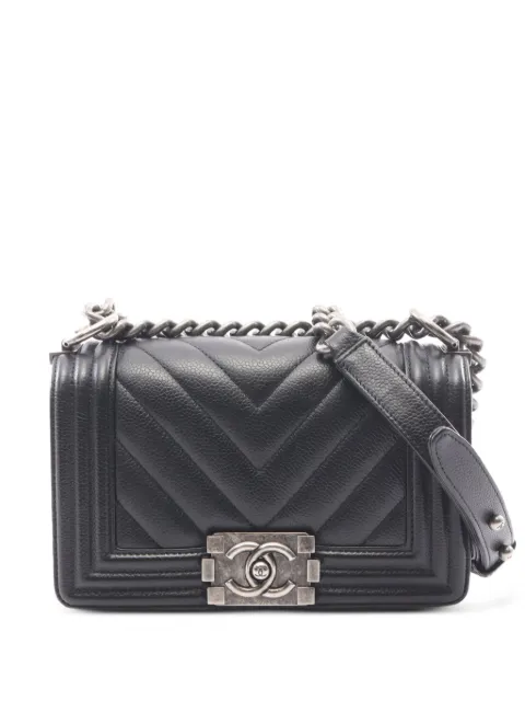 CHANEL Pre-Owned 2019 Boy Chanel chevron-quilted shoulder bag Black 109401128918963