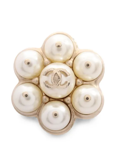 CHANEL Pre-Owned 2015 Coco Mark faux-pearl brooch Gold 1089766B15B