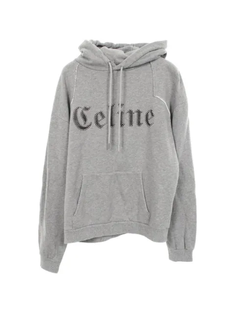 Celine Pre-Owned 2010s studded-logo long-sleeve hoodie Grey 1092622