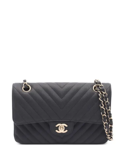 CHANEL Pre-Owned 2019 Chevron V-stitch flap shoulder bag Black 109434227969912