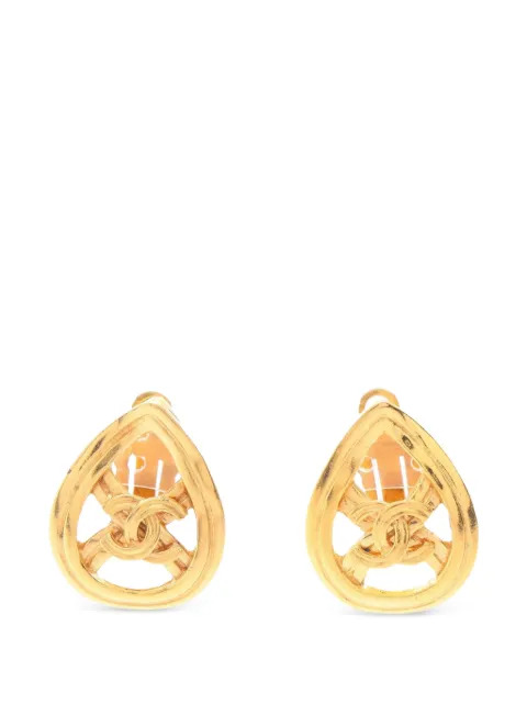 CHANEL Pre-Owned 1996 Coco Mark teardrop earrings Gold 106750996P
