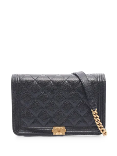 CHANEL Pre-Owned Boy matelassé chain wallet mini crossbody bag Black 1094595PNHG3562