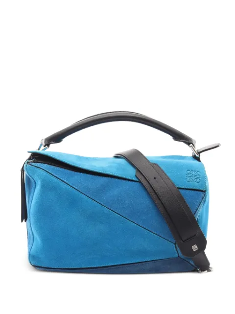 Loewe Pre-Owned 2000s Puzzle suede handbag Blue 1092968