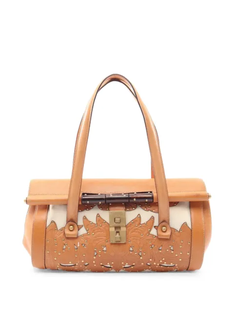 Gucci Pre-Owned 2010s floral-carving Bamboo handbag Brown 1093000
