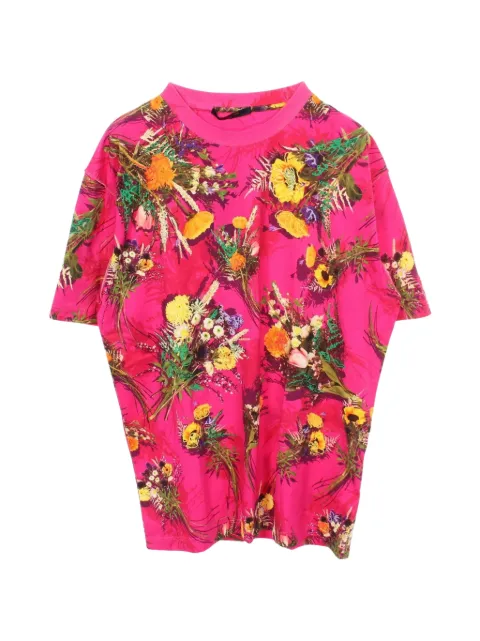 Louis Vuitton Pre-Owned 2020s flower-embroidered T-shirt Pink 1093371