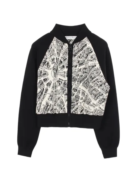 Christian Dior Pre-Owned 2010s map-print zip-up jacket Black 1092594