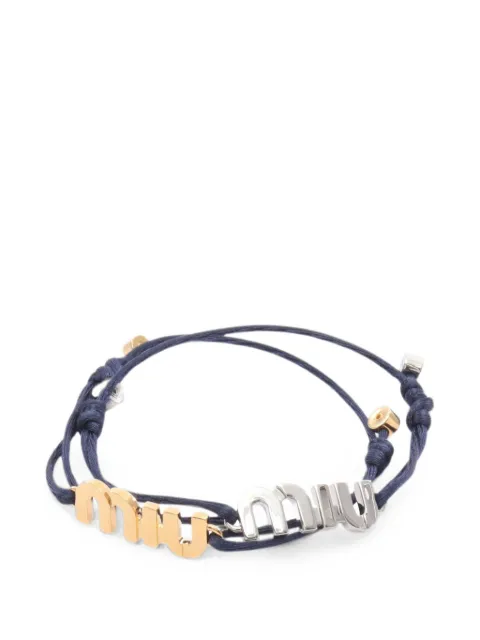 Miu Miu Pre-Owned 2020s logo-plaque cord bracelets (set of two) Gold 1093585