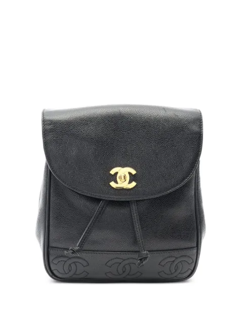 CHANEL Pre-Owned 1994-1996 Triple Coco Caviar leather backpack Black 10940353912605