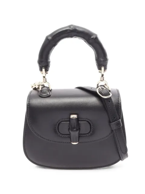 Gucci Pre-Owned 2010s Bamboo leather handbag Black 1093780