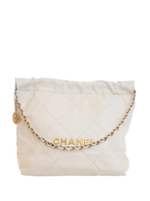 CHANEL Pre-Owned 2021-2026 Small Quilted Shiny Calfskin 22 Handbag tote bag White 52W2MQXW5I7XOBJI