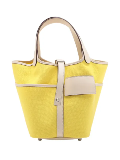 Hermès Pre-Owned 2022 Toile Goeland and Swift Cargo Picotin Lock 18 handbag Yellow 1PMQF69152J153BF