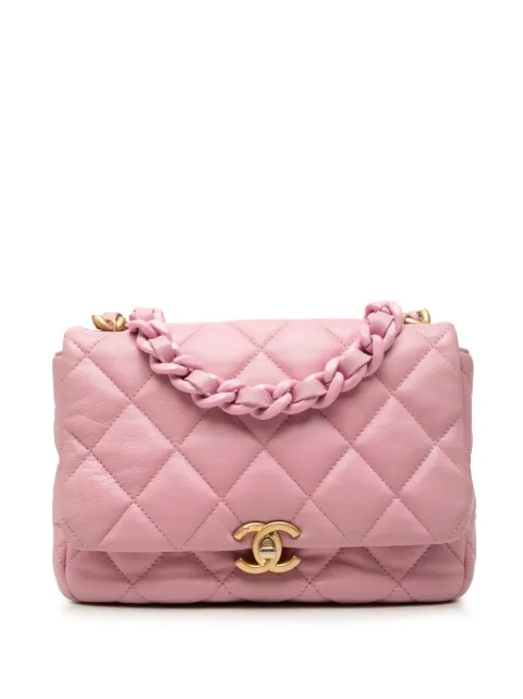 CHANEL Pre-Owned 2021-2026 Small Quilted Lambskin Candy Chain Flap crossbody bag Pink QVF7H1RQNMW6GBSF