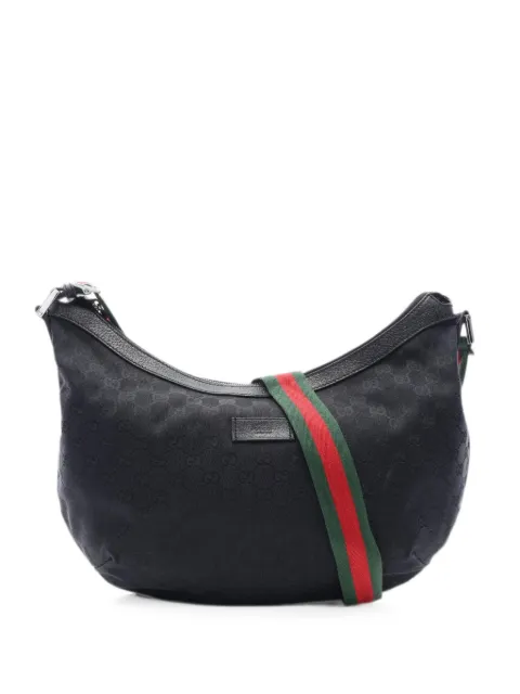 Gucci Pre-Owned 2000s GG canvas Web-stripe shoulder bag Black 1094127