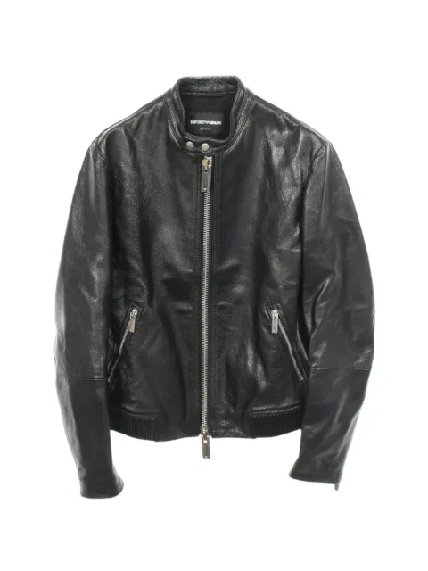 Emporio Armani Pre-Owned 2010s leather biker jacket Black 1065622