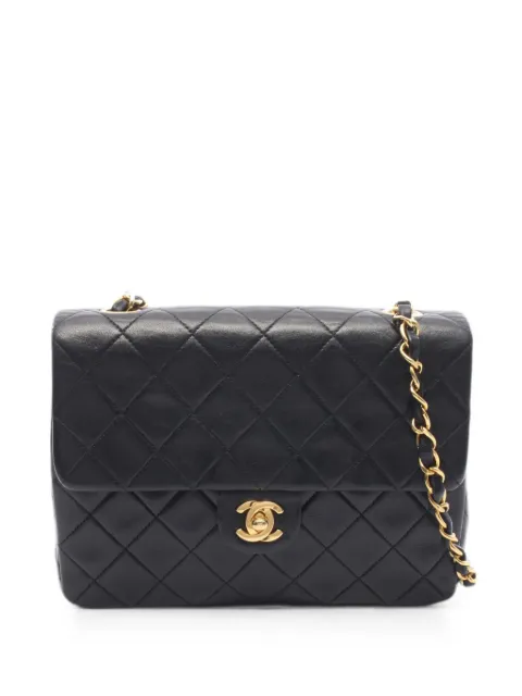 CHANEL Pre-Owned 1994-1996 mini Square quilted crossbody bag Black 10932673402600